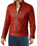 Men Red Leather Jacket 