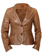 Tan Leather Coat For Women