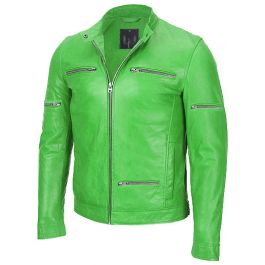 leather jacket green