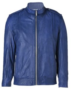 Blue leather jacket men