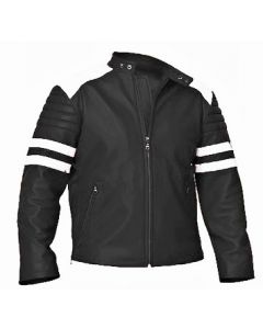 Fight Club FC Brad Pitt Black Leather Jacket