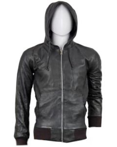 Leather jackets with hoods for men