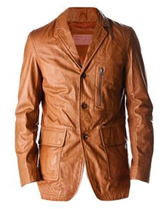 Men Tan Leather Coat