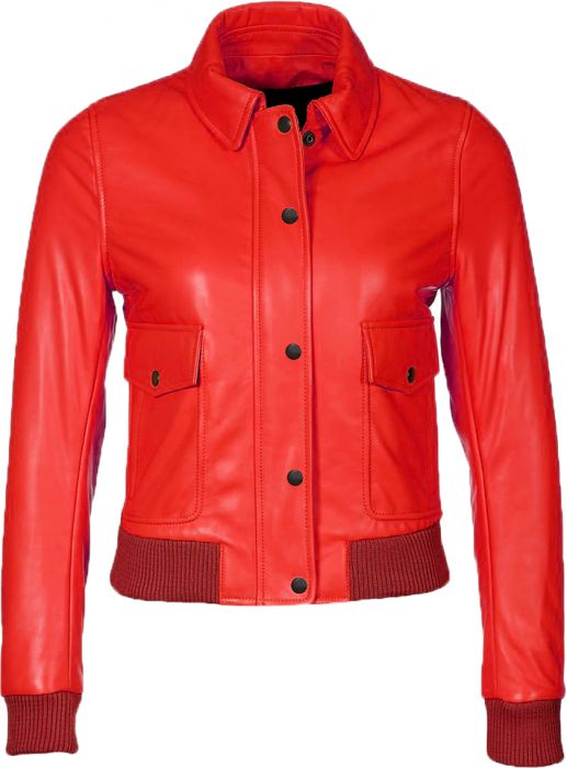 Ongekend Women Red Leather Bomber Jacket - Masterpiece For You HX-57